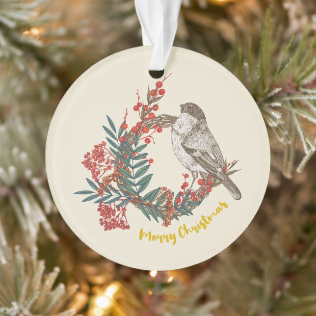 Adorno Merry Christmas Bird Wreath (Árbol)