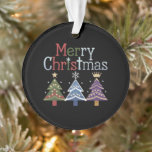 Adorno Merry Christmas Cross Xmas Tree Retro<br><div class="desc">Merry Christmas Cross Xmas Tree Retro</div>