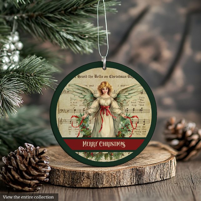 Adorno Merry Christmas Ornament Retro Angel Holiday Gift (Merry Christmas Ornament Retro Angel Holiday Gift)
