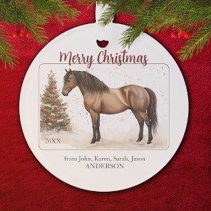 Adorno Merry Christmas Paso Horse Watercolor Personalizad