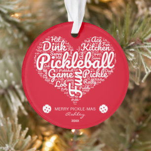 Adorno Merry Christmas Pickleball Word Arte Personalizado