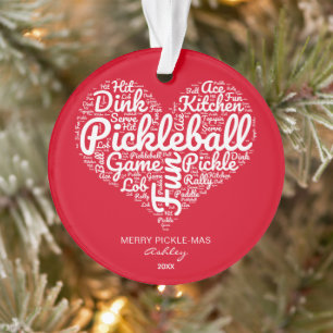 Adorno Merry Christmas Pickleball Word Arte Personalizado
