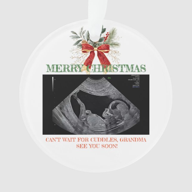 Adorno Merry Christmas Pregnancy Ultrasound Photo Grandma (Anverso)