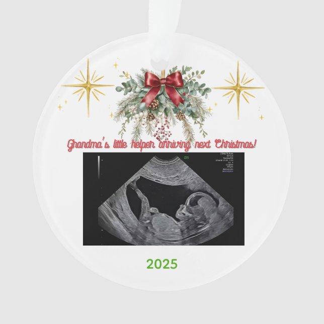 Adorno Merry Christmas Pregnancy Ultrasound Photo Grandma (Anverso)