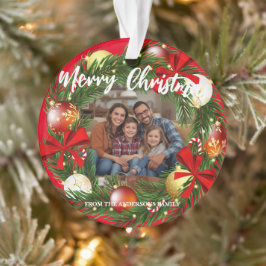 Adorno Merry Christmas Wreath Photo Personalized Family N
