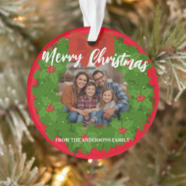 Adorno Merry Christmas Wreath Photo Personalized Family N