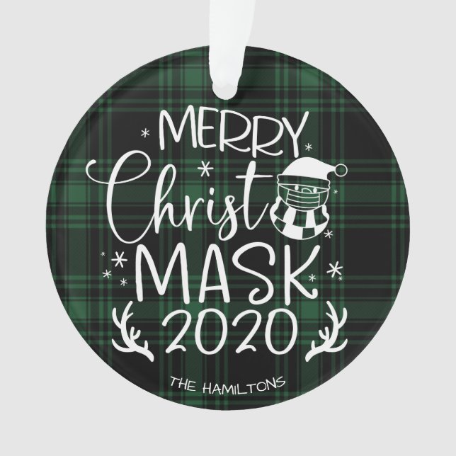 Adorno Merry ChristMask 2020 Cute Funny Covid Green (Anverso)