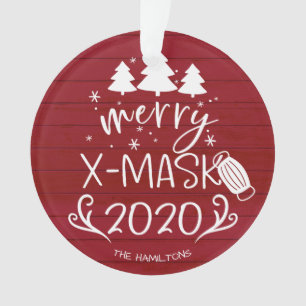 Adorno Merry ChristMask Gracioso 2020 Covid Pandemia Roja