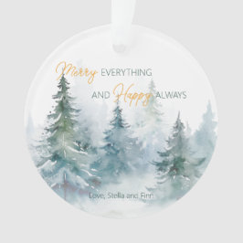 Adorno Merry Everything Happy Always Winter Trees Acrylic