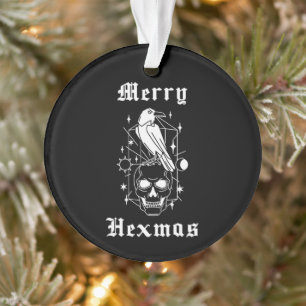 Adorno Merry Hexmas Witchy Spooky Skull