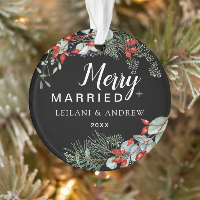 Adorno Merry Married Holly Greenery Navidades Black (Árbol)