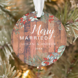 Adorno Merry Married Holly Greenery Navidades Rústicos
