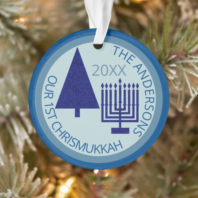 Adorno Merry Navy Interfaith Chrismukkah Foto Keepsake (Árbol)