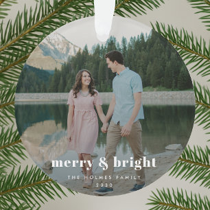 Adorno Merry y Bright   Foto de pareja de Navidades moder