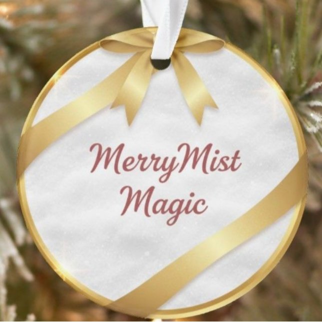 Adorno MerryMist Magic Cozy Winter Snowflake & Gold Ribbo (Subido por el creador)