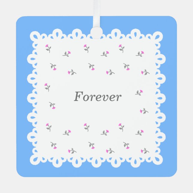 ADORNO METÁLICO 文字 名前 カスタマイズ 野ばら　レース　ブルー　オーナメント (Anverso)