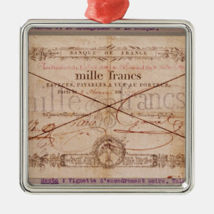 Adorno Metálico 1000 francos de billete de banco a partir del 8