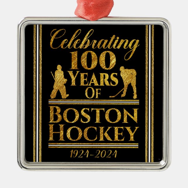 Adorno Metálico 100 Años De Hockey De Boston (Frente)