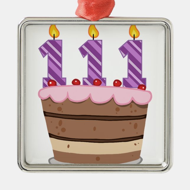 Adorno Metálico 111 años en el pastel de cumpleaños (Frente)