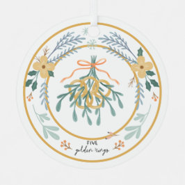 Adorno Metálico 12 días de Navidades Cinco anillos dorados