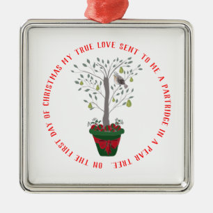 Adorno Metálico 12 días de perdiz del navidad en un peral