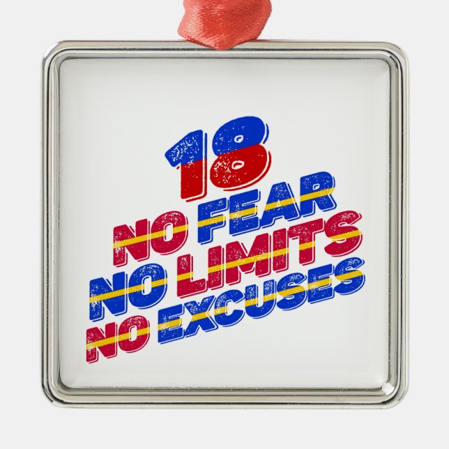 Adorno Metálico 18 Sin Miedo Sin Límites Sin Excusas Cumpleaños (Frente)