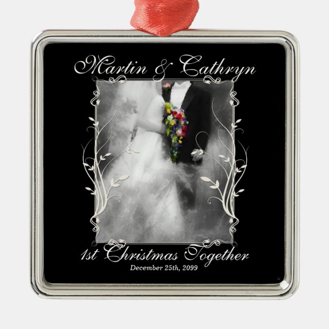 Adorno Metálico 1.ª Navidad casada con negro y blanco (Frente)