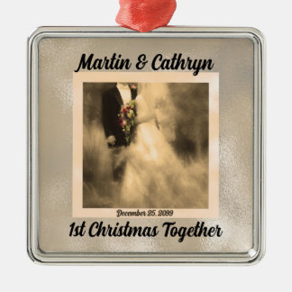 Adorno Metálico 1.ᵉʳ Navidades juntos Sepia Bride y Groom