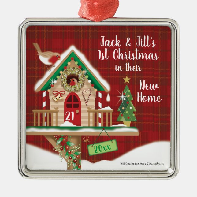 Adorno Metálico 1.ᵉʳ Navidades, su nuevo hogar, casa natal (Frente)