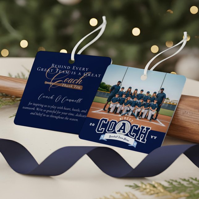 Adorno Metálico #1 Best Coach Baseball Team Photo Appreciation (#1 Best Coach Baseball Team Photo Appreciation Metal Ornament)
