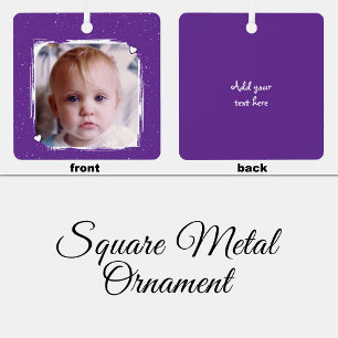 Adorno Metálico 1 foto recuerdo de texto personalizado morado