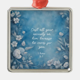 Adorno Metálico 1 Pedro 5:7 “Echen Toda Su Ansiedad” Floral Azul