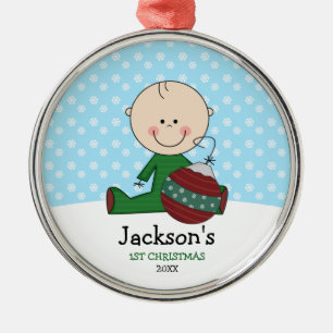 Adorno Metálico 1r navidad del bebé lindo personalizado