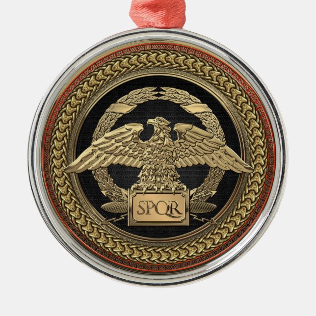 Adorno Metálico [200] Águila imperial romana dorada sobre medallón (Frente)