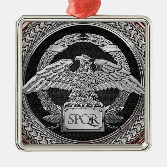 Adorno Metálico [200] Águila imperial romana plateada sobre Medall (Frente)