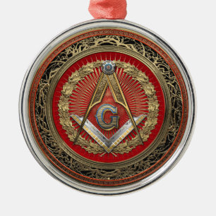 Adorno Metálico [200] Master Mason - Gold Square & Compass