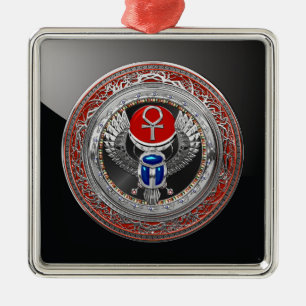 Adorno Metálico [200] Scarab y Ankh de aleta sagrada egipcia de pl