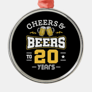 Adorno Metálico 20.º Cumpleaños Saludos Y Cervezas Cumpleaños