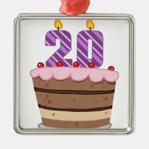Adorno Metálico 20 años en el pastel de cumpleaños