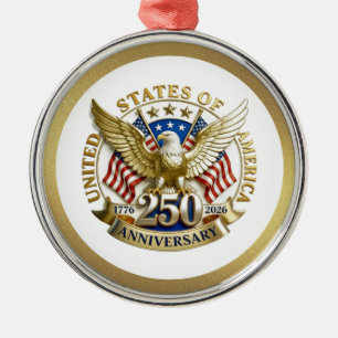 Adorno Metálico 250º Aniversario USA Patriótico 1776–2026