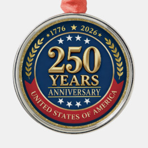 Adorno Metálico 250º Aniversario USA Patriótico 1776–2026