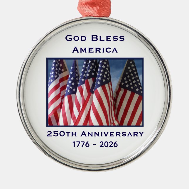 Adorno Metálico 250º Aniversario USA Patriótico Dios Bendiga Améri (Frente)