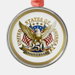 Adorno Metálico 250 Aniversario USA Patriótico   1776–2026