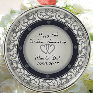 Adorno Metálico 25to Aniversario de bodas de plata