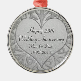 Adorno Metálico 25to Corazón del aniversario de bodas de plata