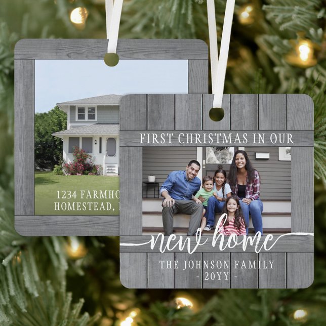 Adorno Metálico 2 Foto Nuevo hogar Primera Navidad Gris Faux Wood (Subido por el creador)
