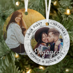 Adorno Metálico 2 Foto Primera Navidad Comprometida Faux Marble Ro<br><div class="desc">Celebra la alegre primera fiesta de tu compromiso con una foto de personalizado 2 "Nuestra primera Navidad comprometida" redonda de imitación de mármol metalizado adorno. Todos los textos e imágenes de esta plantilla son fáciles de personalizar. Si se prefiere, la tipografía del guión puede ser "Juntos" o "Casados" (CONSEJOS DE...</div>