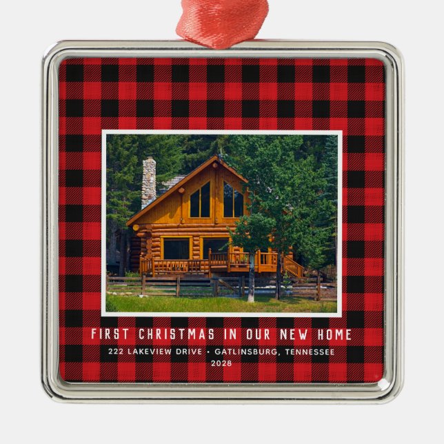 Adorno Metálico 2 Fotografía Primera Navidad Nuevo Hogar Nombre De (Frente)