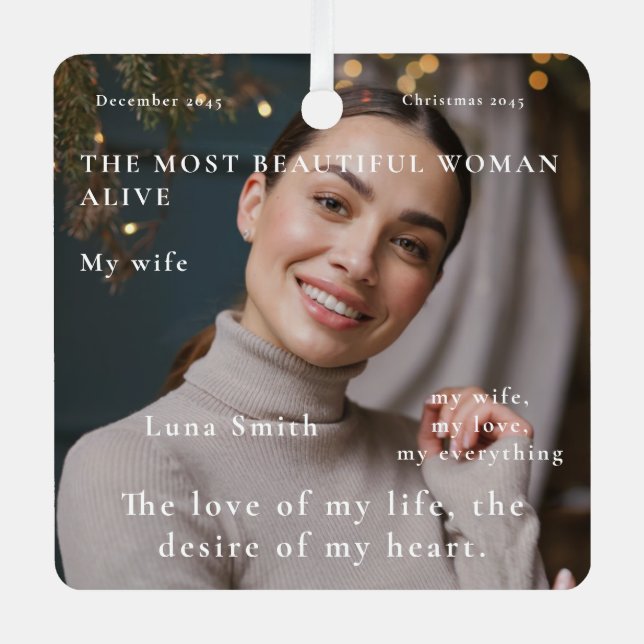 Adorno Metálico 2 Personalizado fotográfico de la mujer más bella  (Anverso)