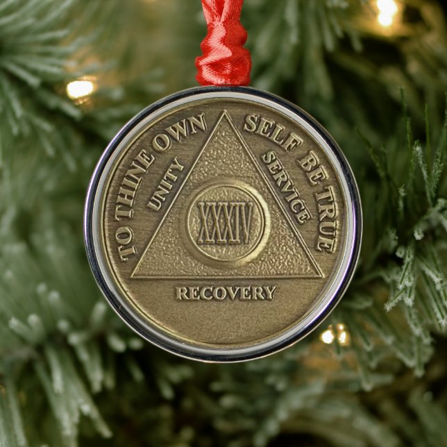 Adorno Metálico 34 Year Sober Anniversary Medallion | Recovery (Árbol)